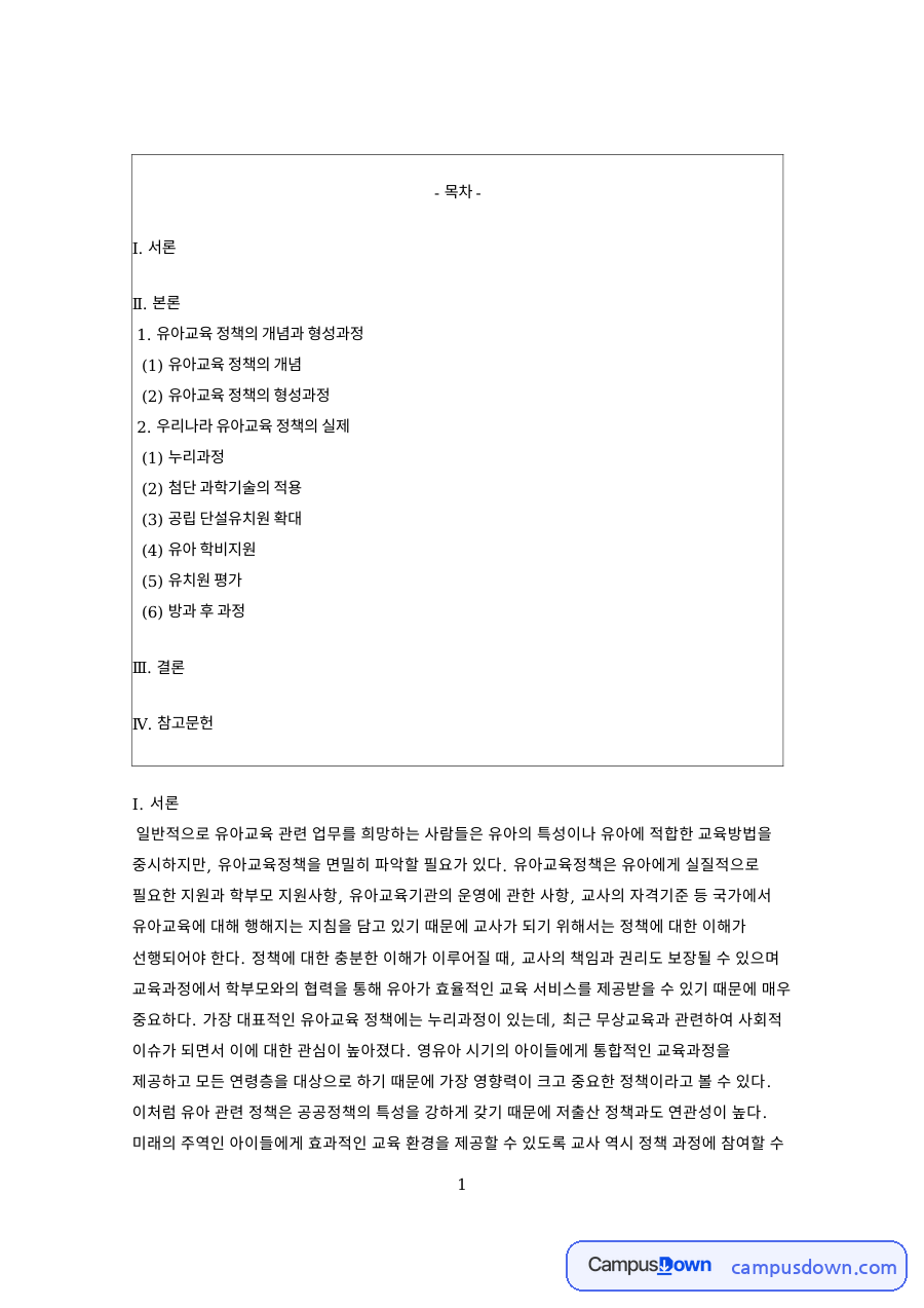 유아교육정책의 개념과 형성과정, 누리과정 방과후과정 살펴보기 자료의 첫 페이지 미리보기