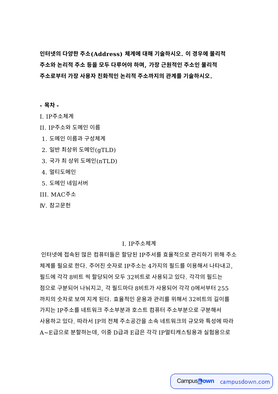 도메인 이름과 구성체계 자료의 첫 페이지 미리보기