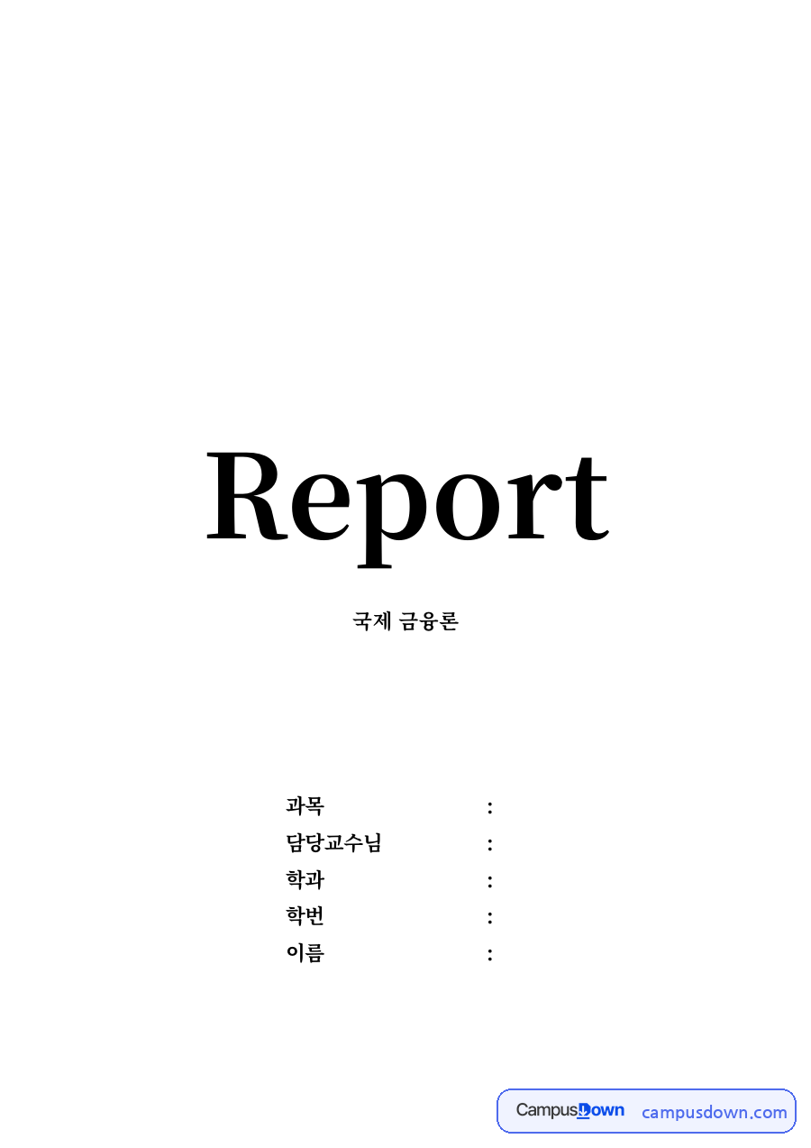 국제 금융론 자료의 첫 페이지 미리보기