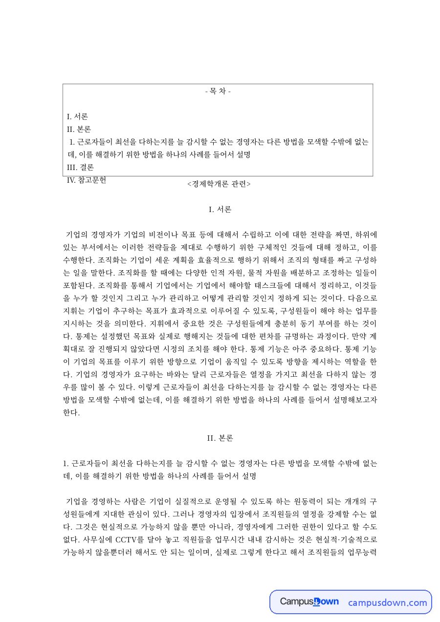 경제학개론 과제 – 기업 경영자의 비전 수립과 경제적 의사결정 자료의 첫 페이지 미리보기