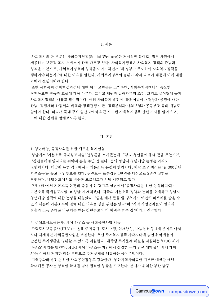 자신의 견해 자료의 첫 페이지 미리보기