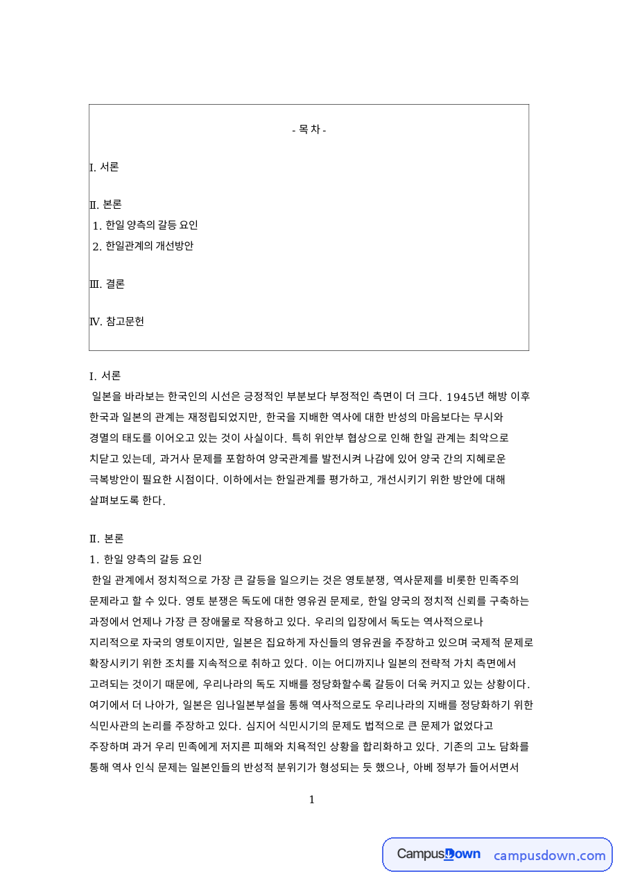 한일관계와 일본, 양국 관련 핵심 내용 요약 정리 자료의 첫 페이지 미리보기