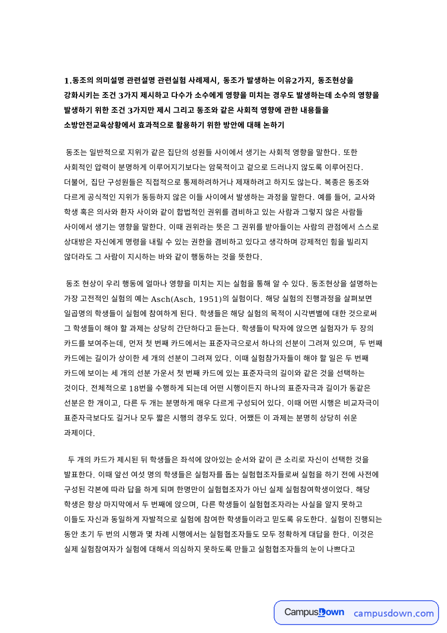 선분과 학생, 동조 관련 핵심 내용 요약 정리 자료의 첫 페이지 미리보기