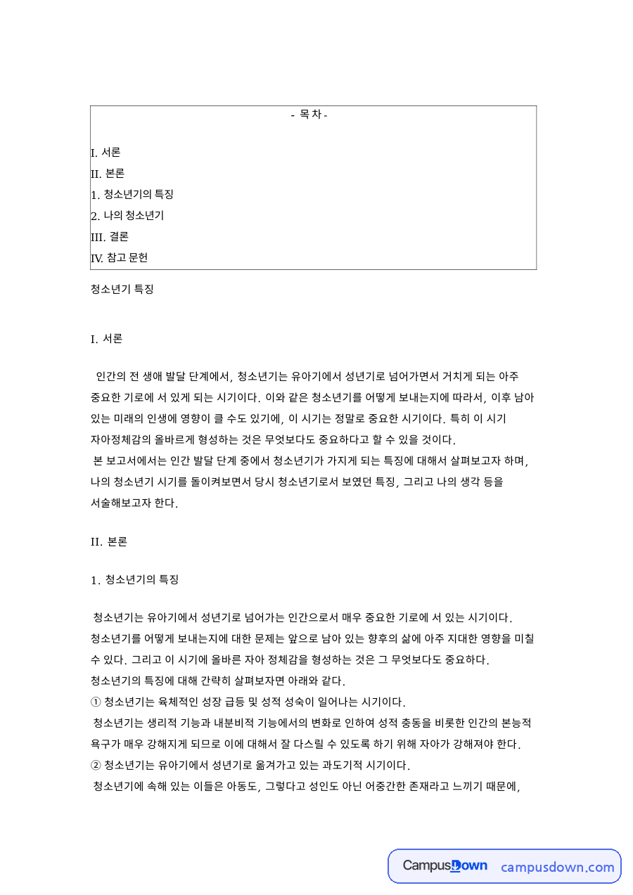 청소년기의 특징: 성년기·친구 중심 핵심 내용 정리 자료의 첫 페이지 미리보기