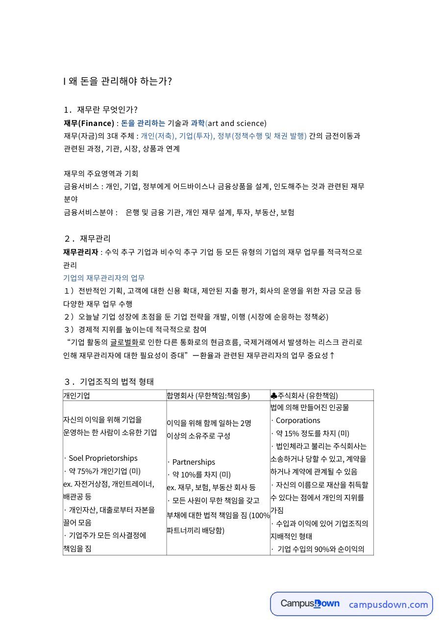 I 왜 돈을 관리해야 하는가? 자료의 첫 페이지 미리보기