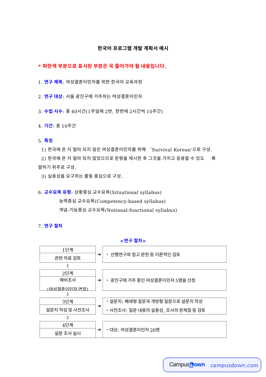 여성결혼이민자를 위한 한국어 교육과정 핵심 내용 요약 정리 자료의 첫 페이지 미리보기