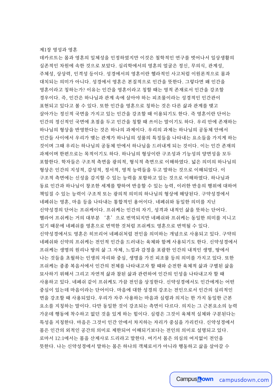 영성과 영혼: 기도·영적 중심 핵심 내용 정리 자료의 첫 페이지 미리보기