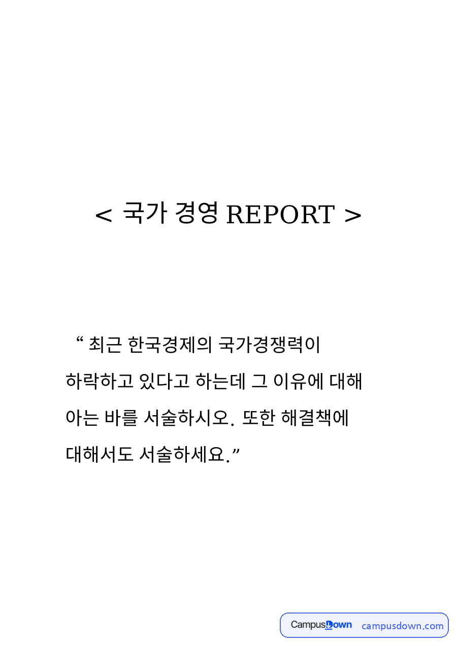 국가 경영 REPORT 자료의 첫 페이지 미리보기