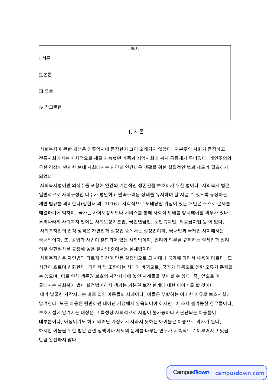 입양과 실정법, 조항 관련 핵심 내용 요약 정리 자료의 첫 페이지 미리보기