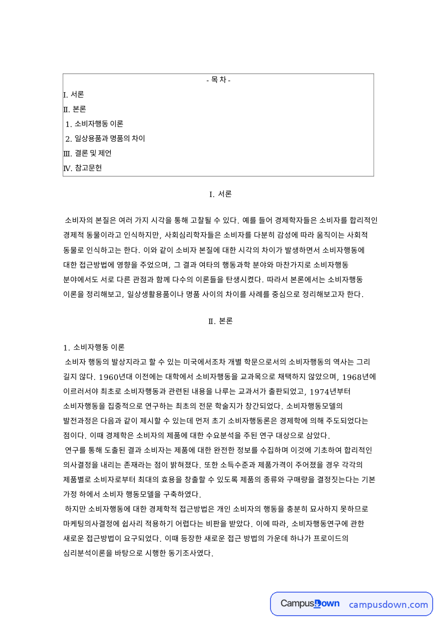 소비자행동 이론의 발전 과정과 정보처리 모형 정리 자료의 첫 페이지 미리보기