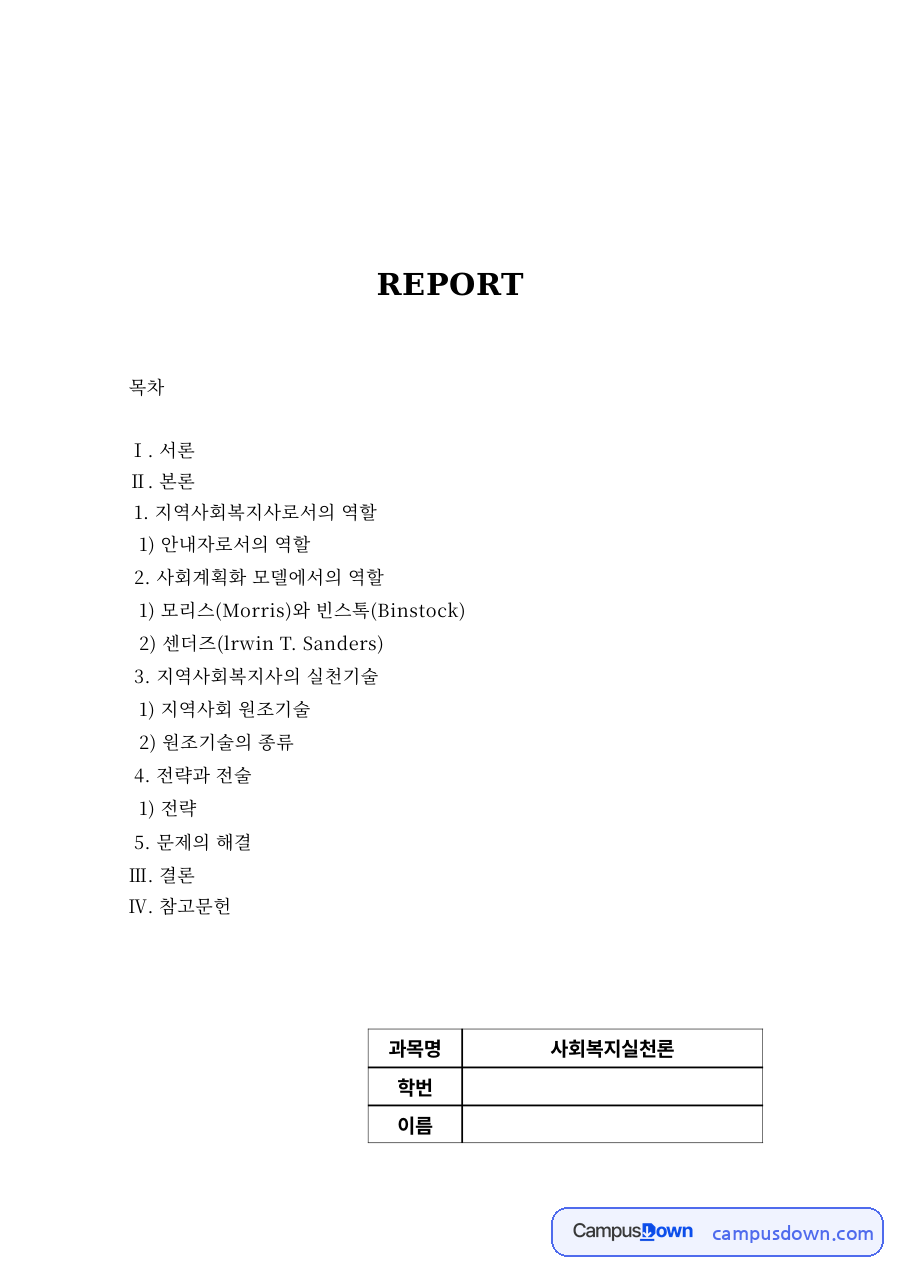 지역사회복지사로서의 역할 자료의 첫 페이지 미리보기