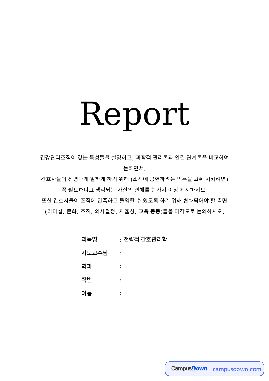 병원 조직의 개념 자료의 첫 페이지 미리보기