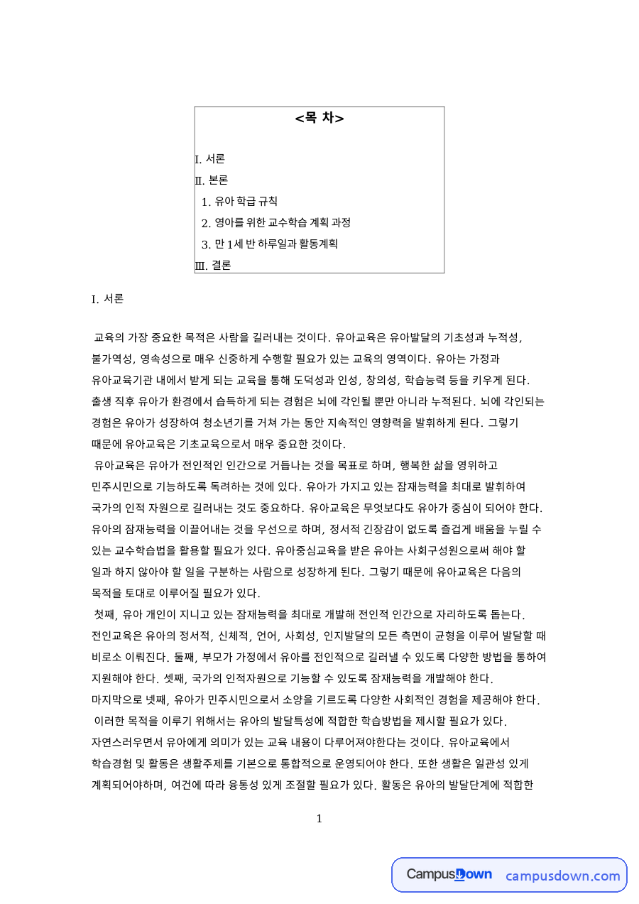 유아 학급 규칙 정하기와 영아 교수학습 계획 과정 정리 자료의 첫 페이지 미리보기