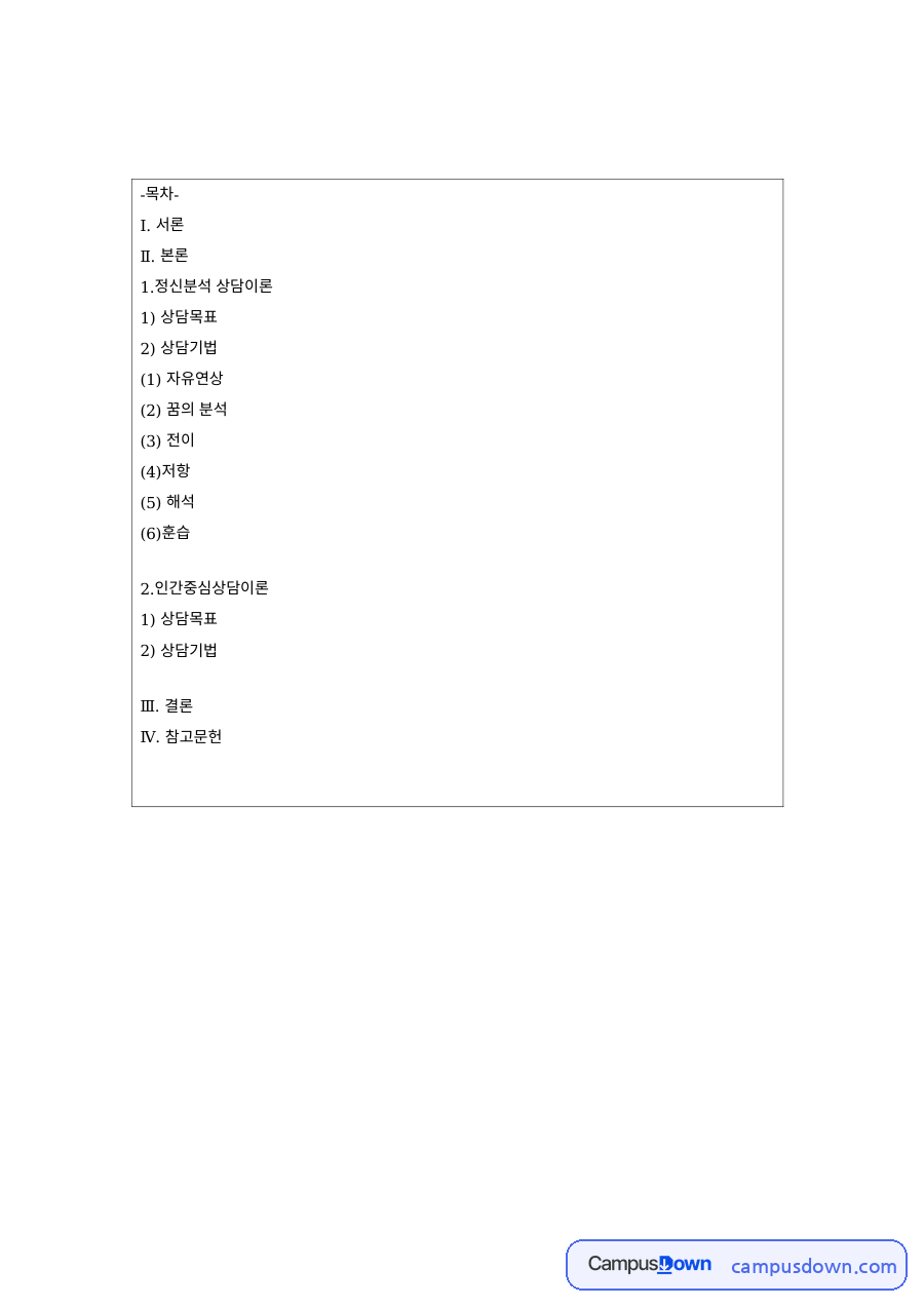 프로이트 정신분석 상담이론 – 상담목표와 자유연상·꿈의 분석·전이·저항 자료의 첫 페이지 미리보기