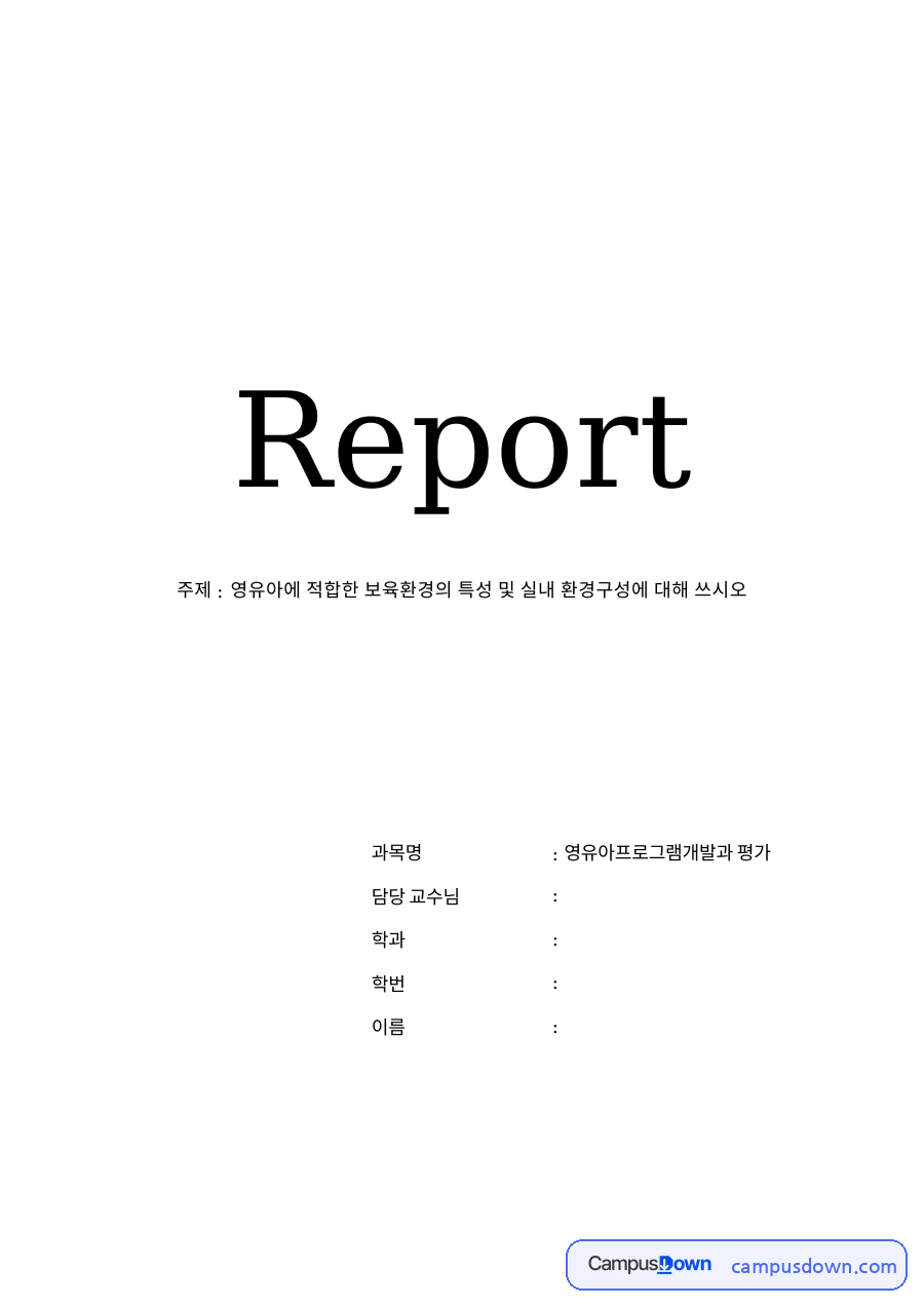 보육환경의 개념과 특성 자료의 첫 페이지 미리보기