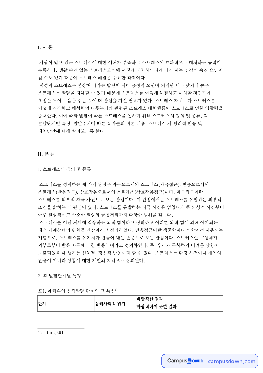 스트레스의 정의 및 종류 핵심 개념과 주요 내용 정리 자료의 첫 페이지 미리보기
