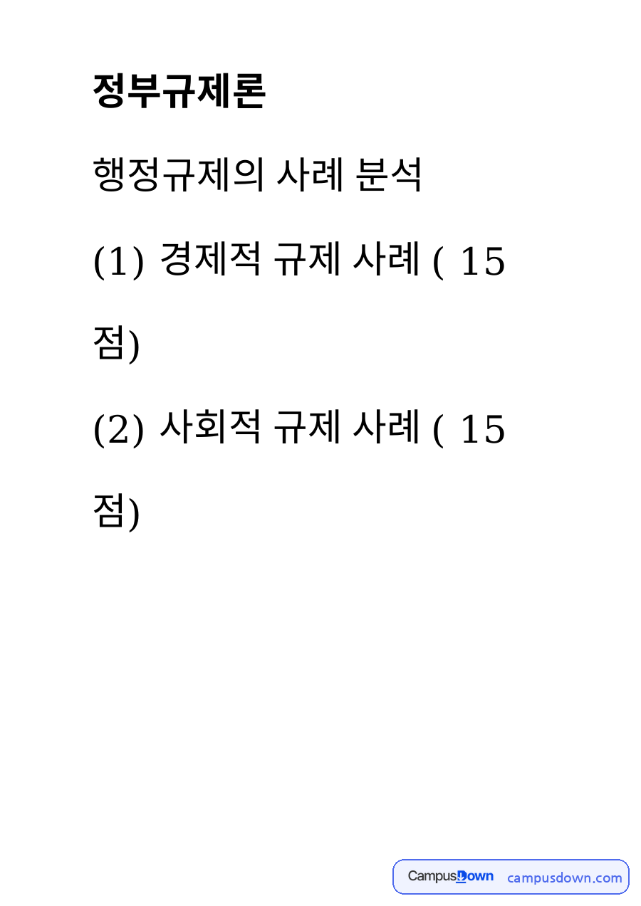 행정규제의 사례 분석 자료의 첫 페이지 미리보기