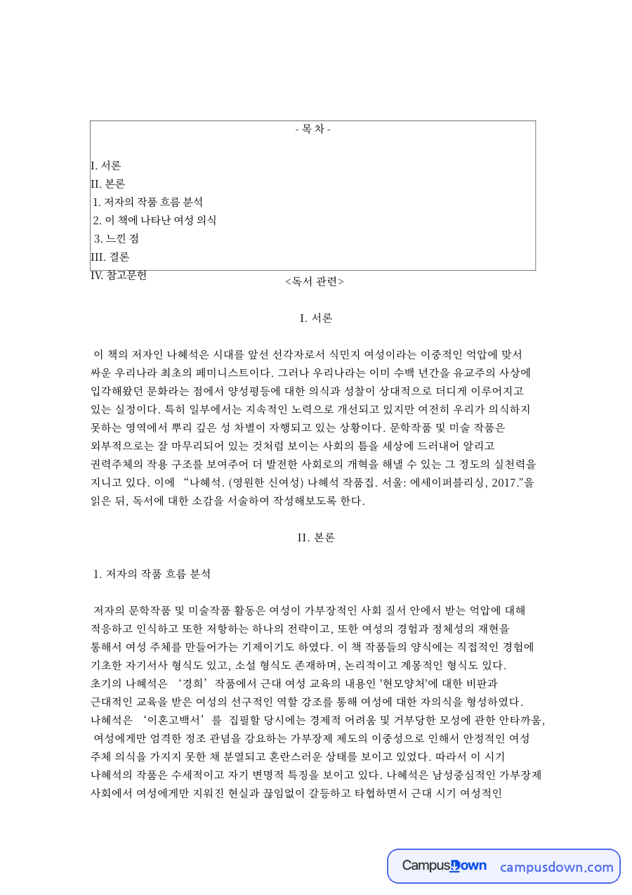 신여성과 작품, 페미니즘 관련 핵심 내용 요약 정리 자료의 첫 페이지 미리보기