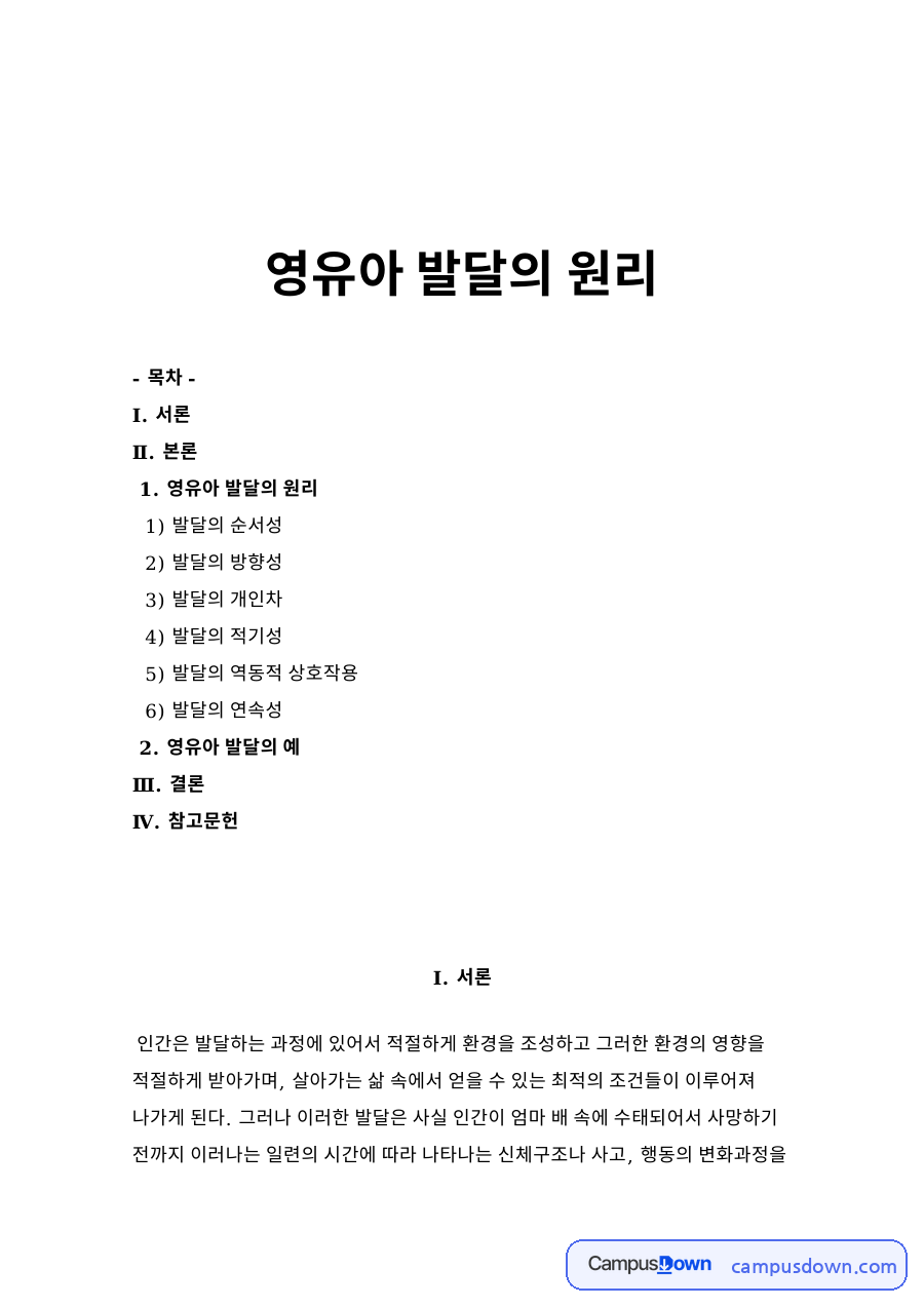 영유아 발달의 원리 자료의 첫 페이지 미리보기