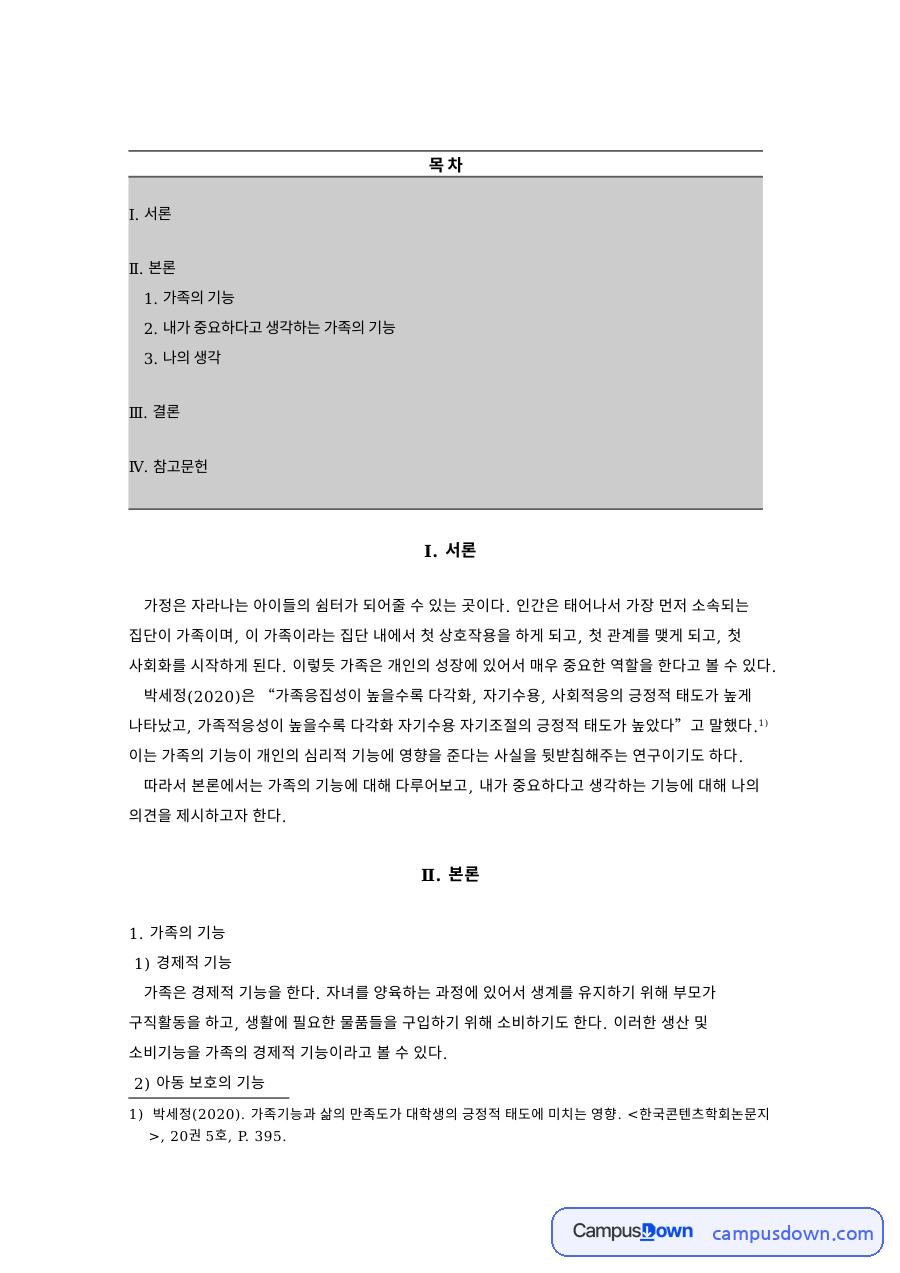 경제적 기능과 아동 보호의 기능 자료의 첫 페이지 미리보기