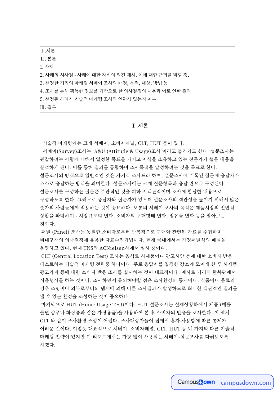 서베이와 설문조사, 고객 관련 핵심 내용 요약 정리 자료의 첫 페이지 미리보기