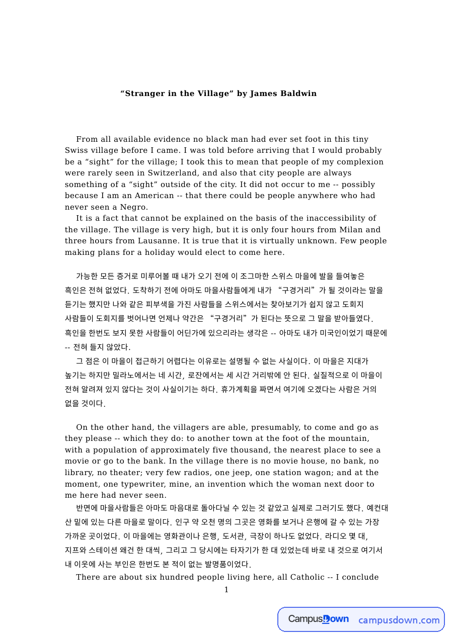 흑인과 미국인, 백인 관련 핵심 내용 요약 정리 자료의 첫 페이지 미리보기