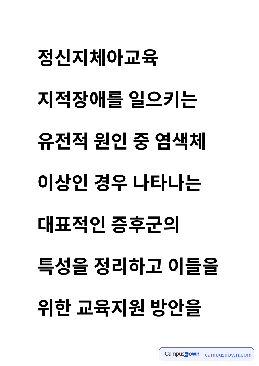 정신지체아교육 자료의 첫 페이지 미리보기