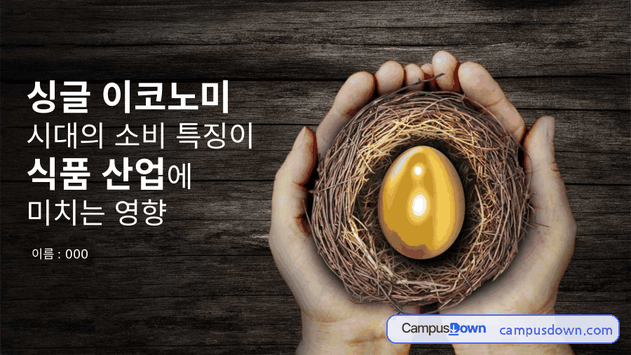 식품마케팅 과제 – 싱글 이코노미 시대 30대 소비가 식품 산업에 미치는 영향 자료의 첫 페이지 미리보기