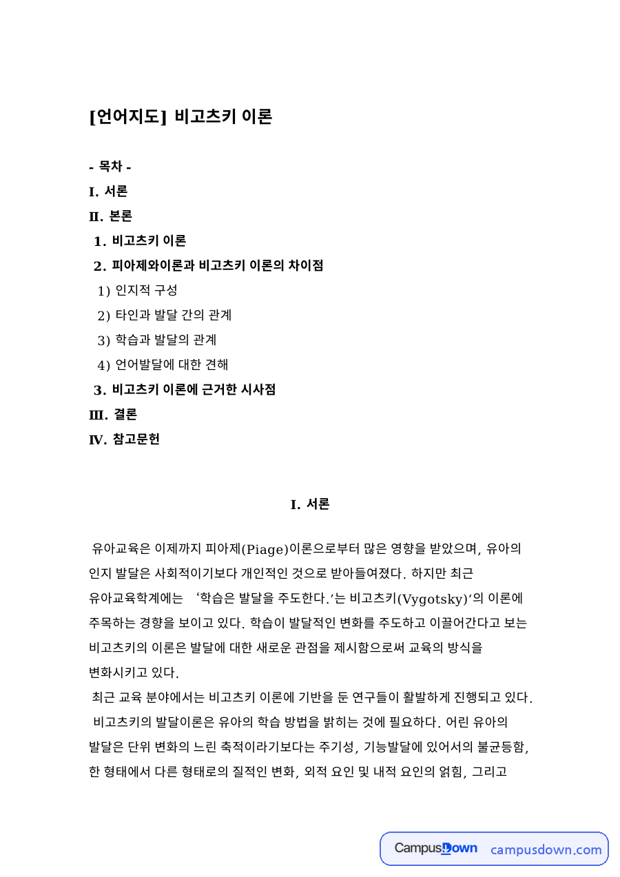 비고츠키 이론 자료의 첫 페이지 미리보기