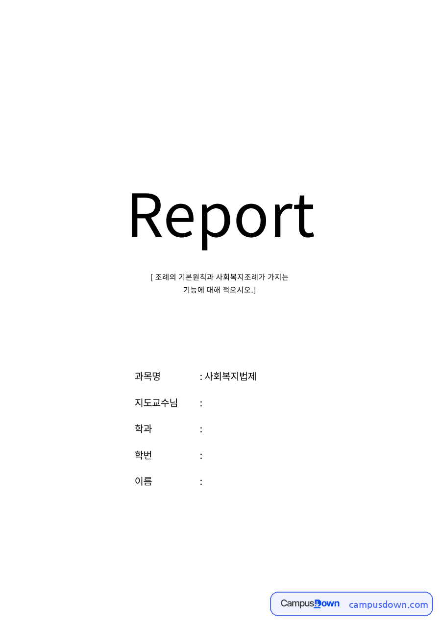 조례의 기본 원칙과 사회복지조례가 가지는 기능 자료의 첫 페이지 미리보기