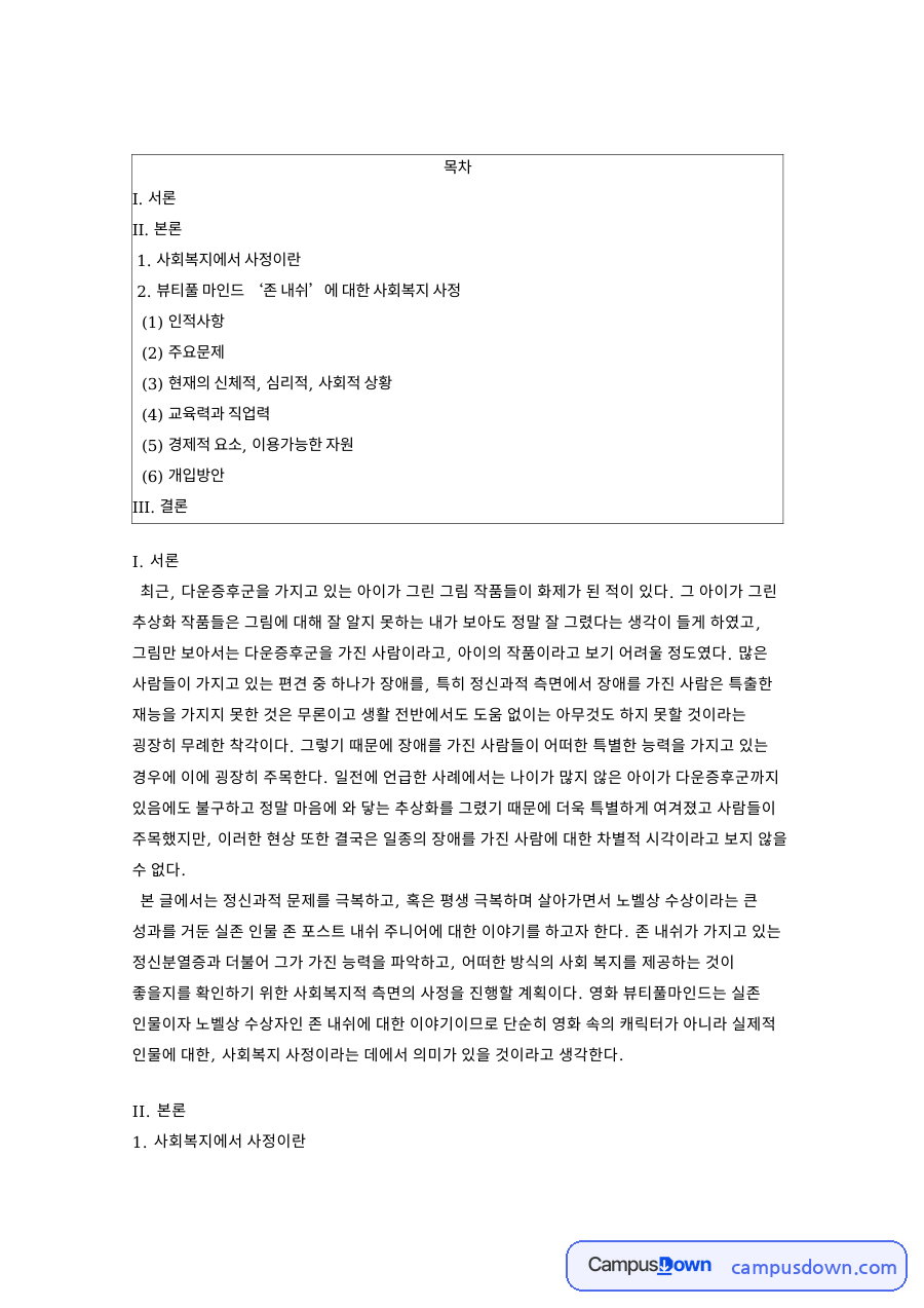 사회복지에서 사정: 내쉬·정신분열 중심 핵심 내용 정리 자료의 첫 페이지 미리보기
