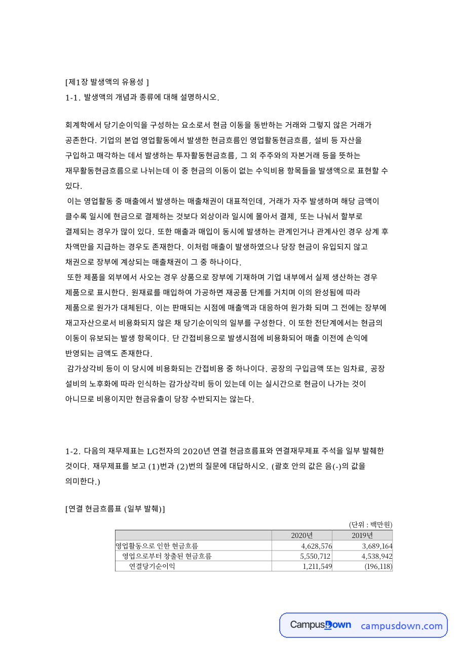 발생액의 유용성: 당기순이익·재무제표 중심 핵심 내용 정리 자료의 첫 페이지 미리보기