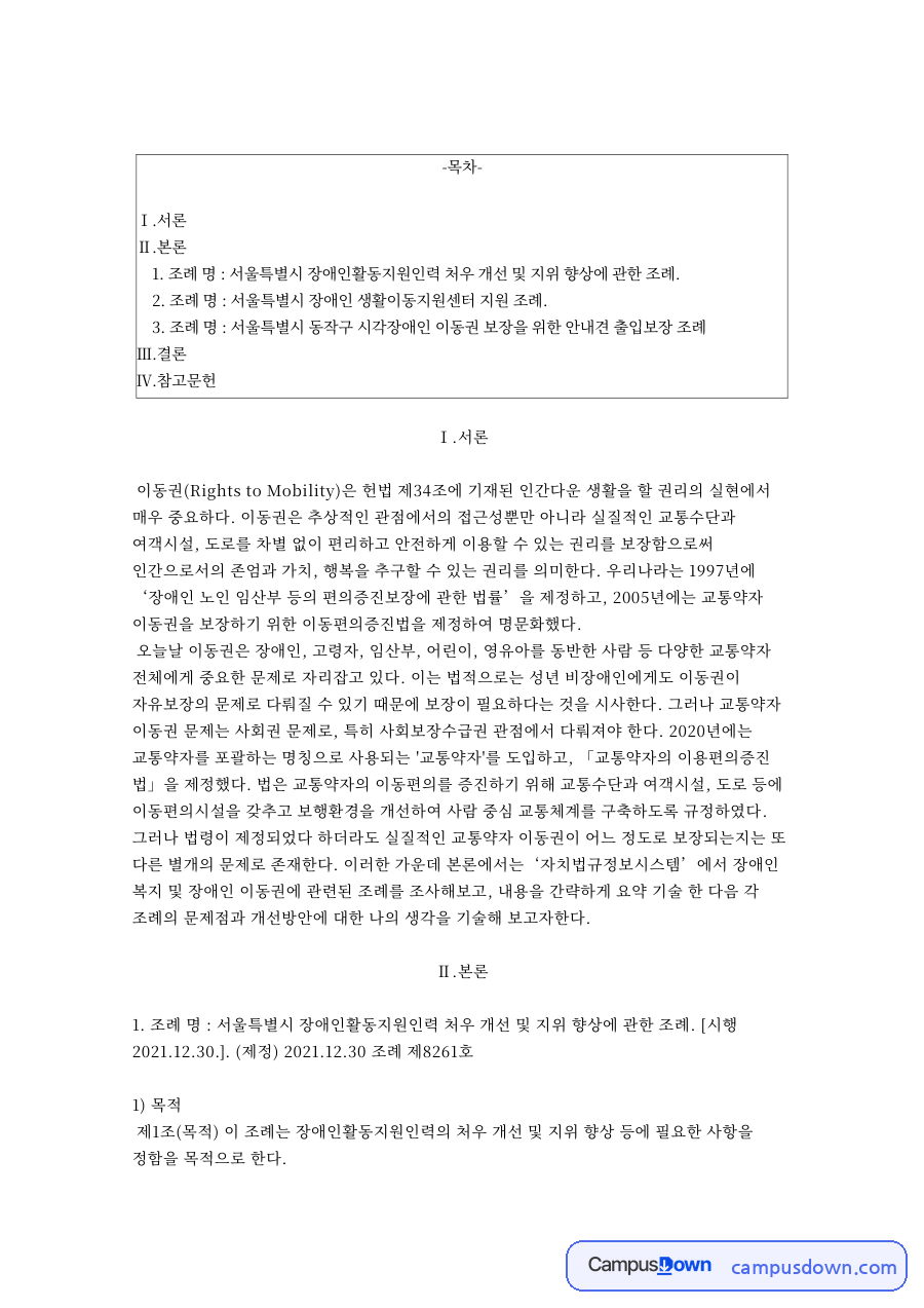 문제점 및 나의생각 자료의 첫 페이지 미리보기