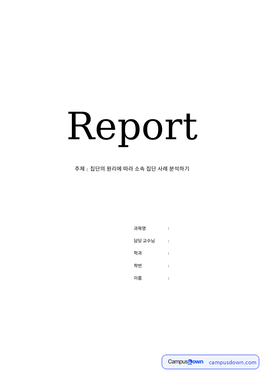집단의 원리에 따라 소속 집단 사례 분석하기 자료의 첫 페이지 미리보기