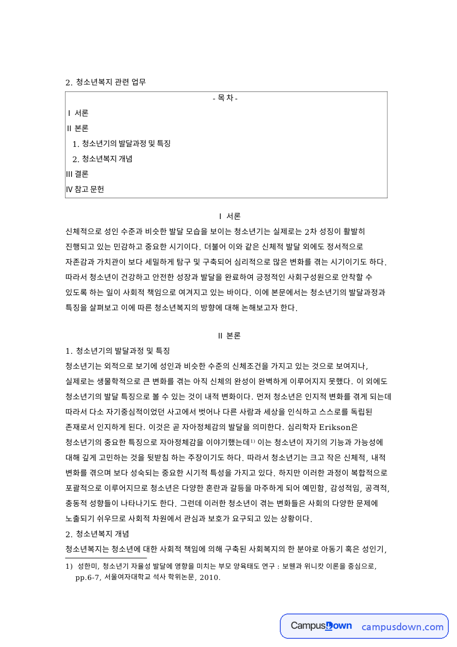 청소년기의 발달과정 및 특징 핵심 개념과 주요 내용 정리 자료의 첫 페이지 미리보기