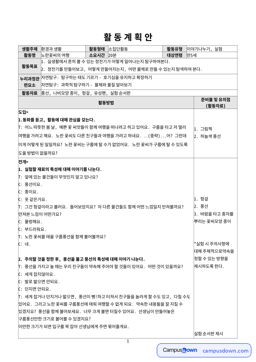 환경과 생활 자료의 첫 페이지 미리보기
