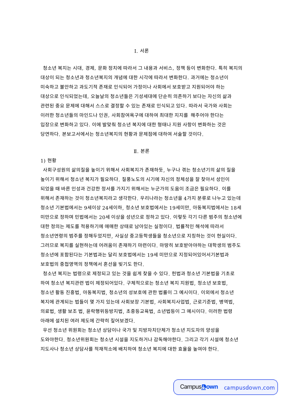 청소년과 기본계획, 기본법 관련 핵심 내용 요약 정리 자료의 첫 페이지 미리보기