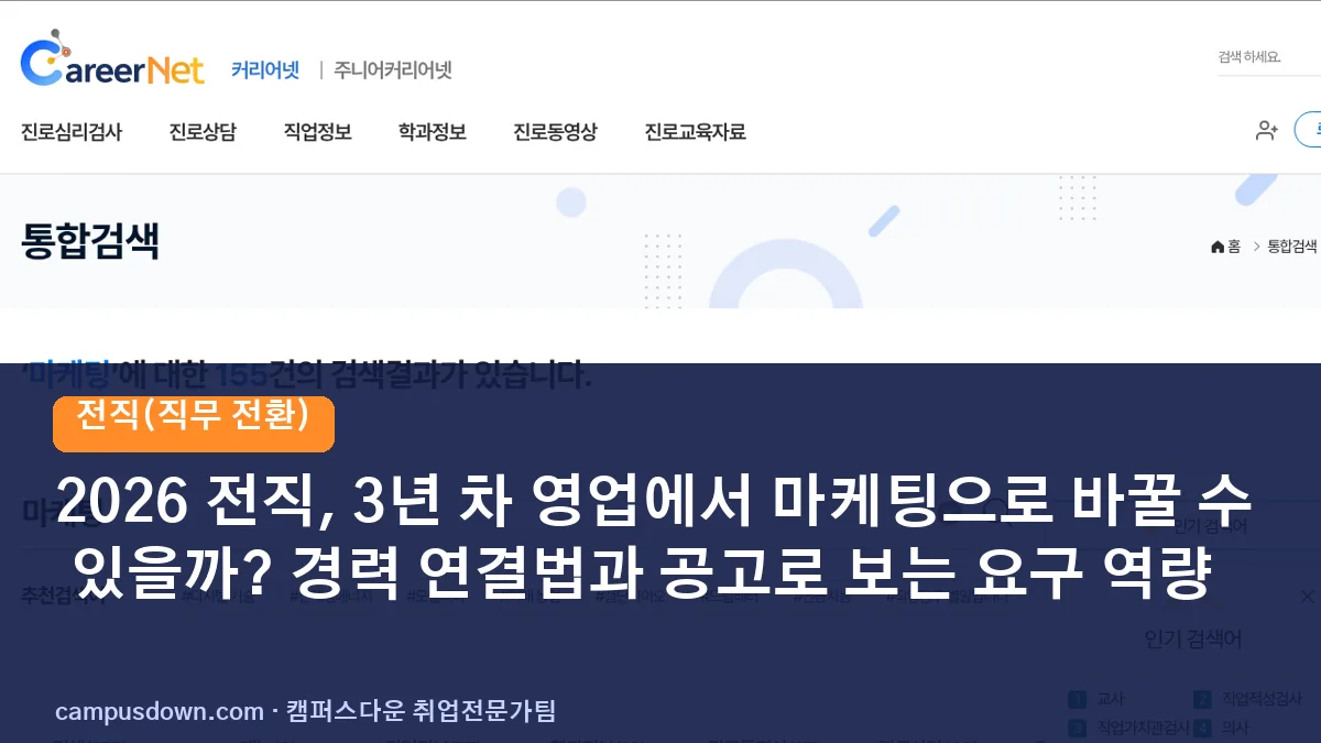 2026 전직, 3년 차 영업에서 마케팅으로 바꿀 수 있을까? 경력 연결법과 공고로 보는 요구 역량