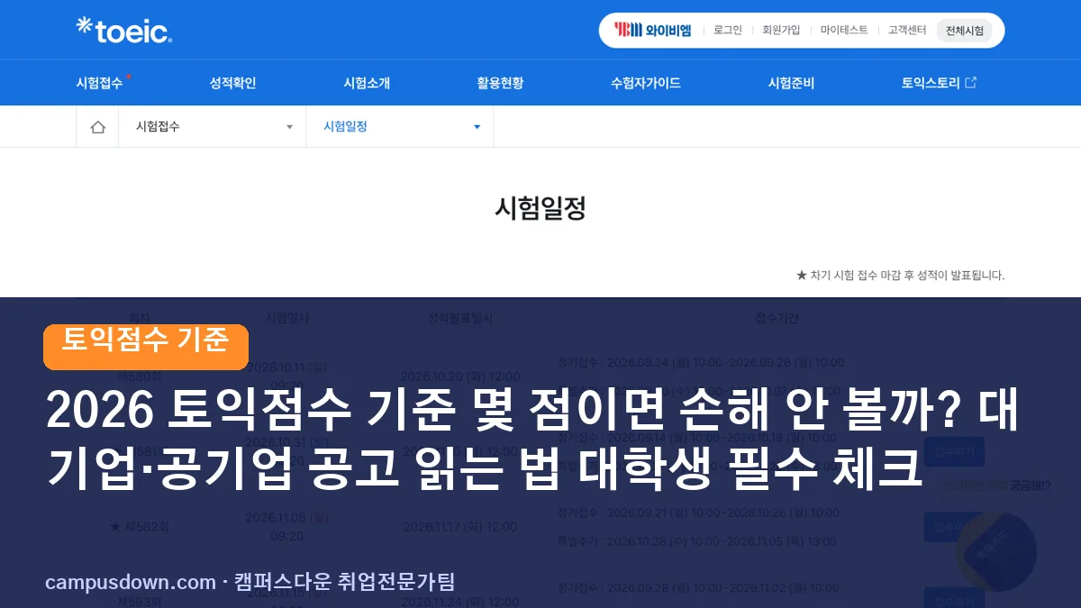 2026 토익점수 기준 몇 점이면 손해 안 볼까? 대기업·공기업 공고 읽는 법 대학생 필수 체크