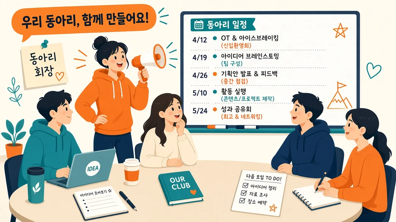동아리 회장 SWOT 예시 일러스트