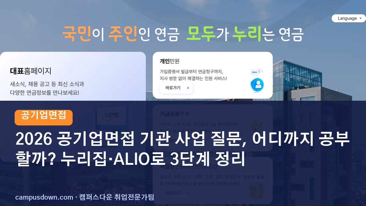 2026 공기업면접 기관 사업 질문, 어디까지 공부할까? 누리집·ALIO로 3단계 정리