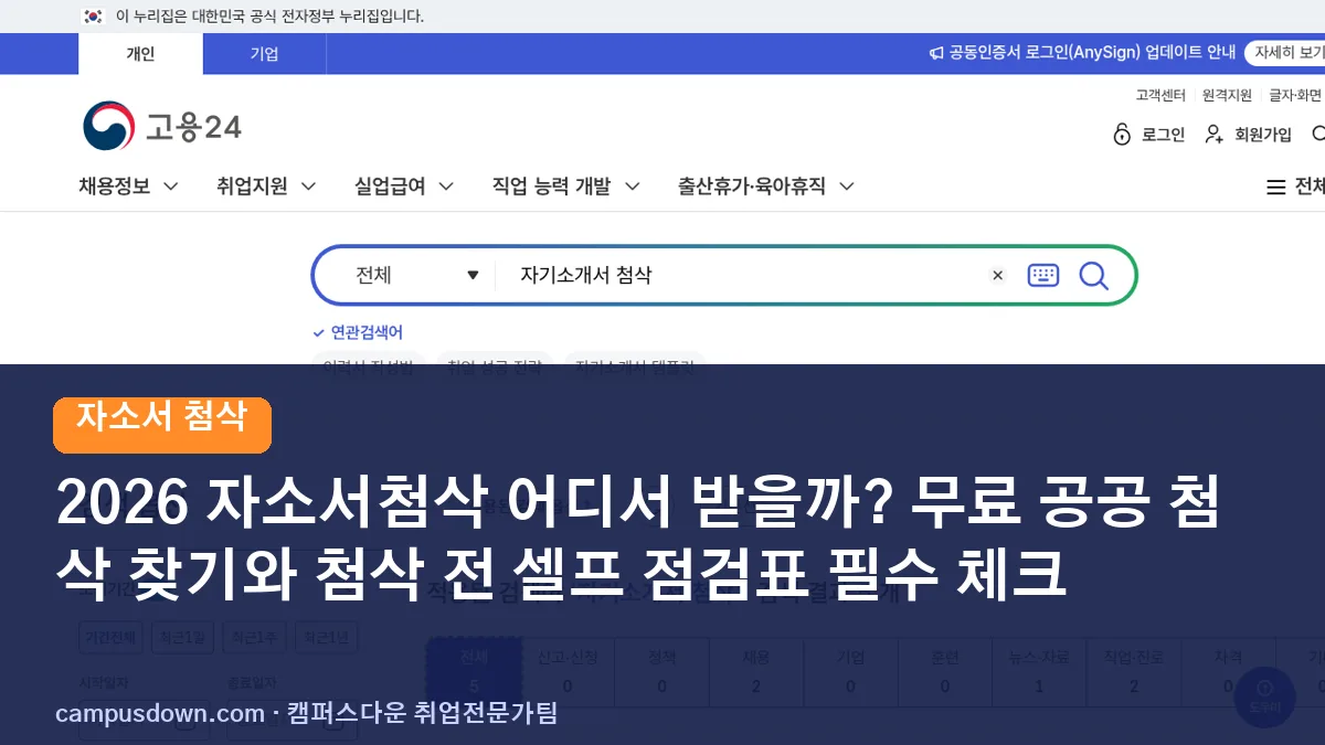 2026 자소서첨삭 어디서 받을까? 무료 공공 첨삭 찾기와 첨삭 전 셀프 점검표 필수 체크
