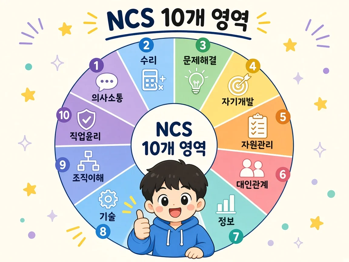 NCS 직업기초능력 10개 영역 일러스트