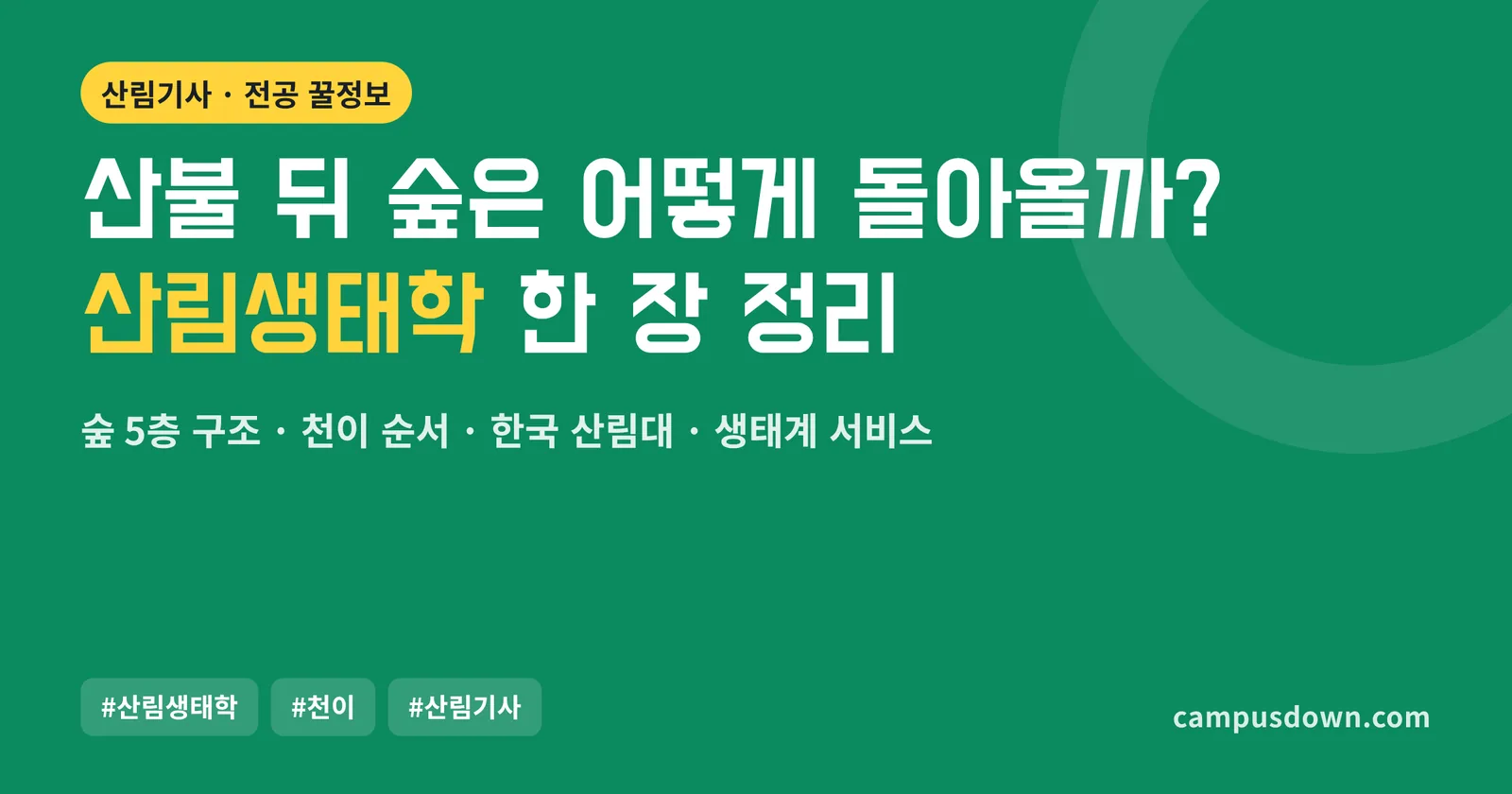 산림생태학 핵심 정리: 숲 5층 구조, 천이 순서, 한국 산림대, 생태계 서비스