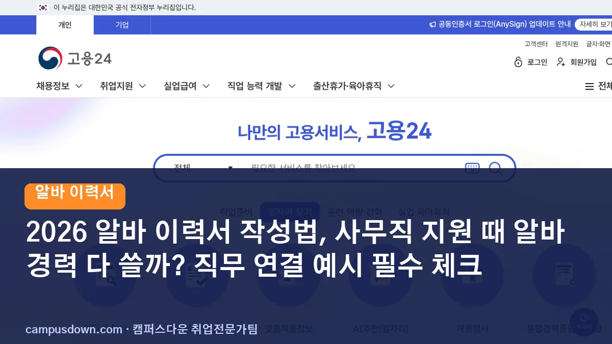 2026 알바 이력서 작성법, 사무직 지원 때 알바 경력 다 쓸까? 직무 연결 예시 필수 체크