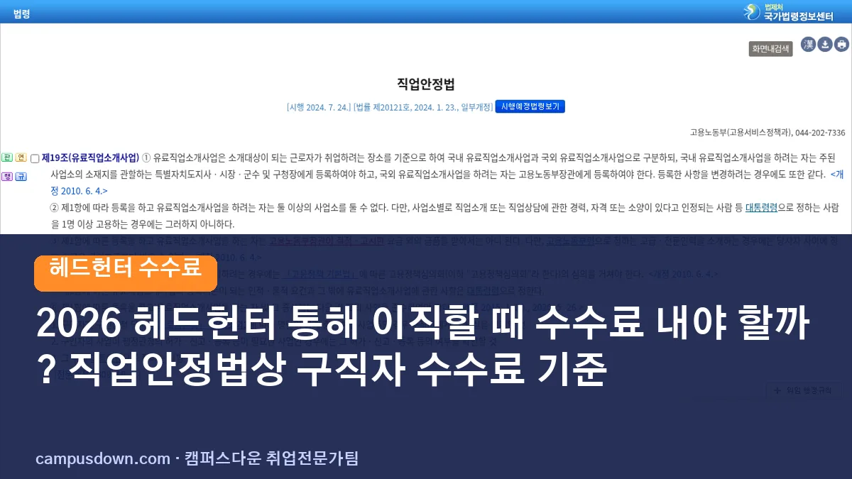 2026 헤드헌터 통해 이직할 때 수수료 내야 할까? 직업안정법상 구직자 수수료 기준
