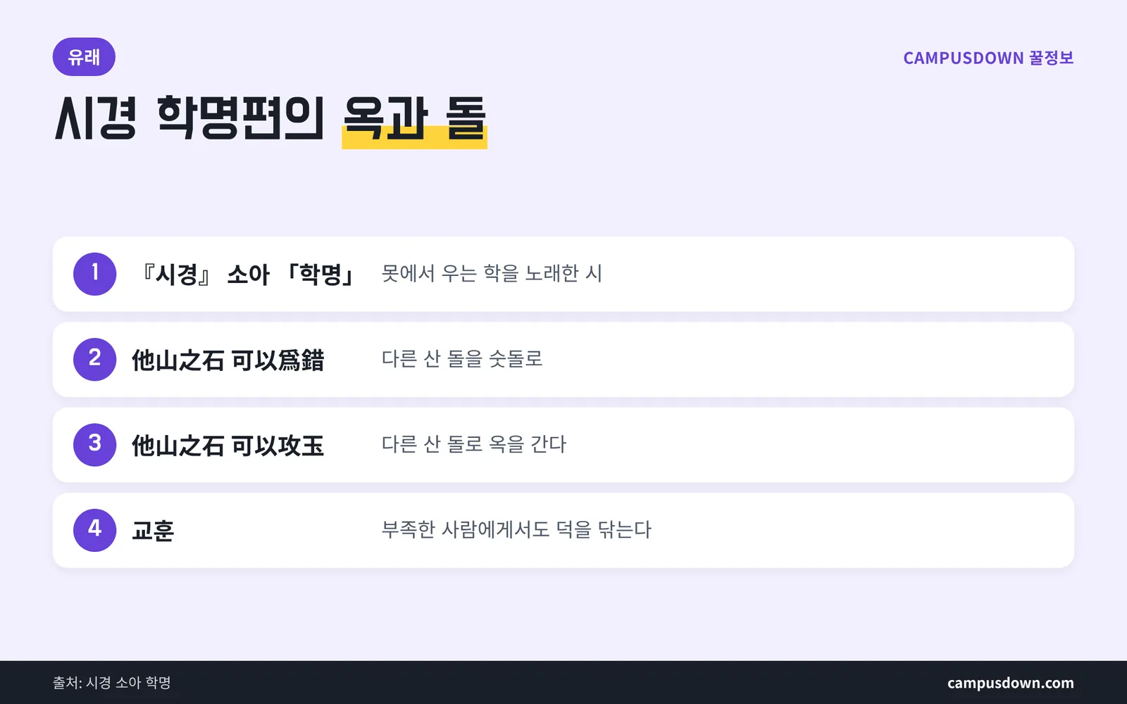 타산지석 유래 이야기 순서 정리 시경 소아 학명