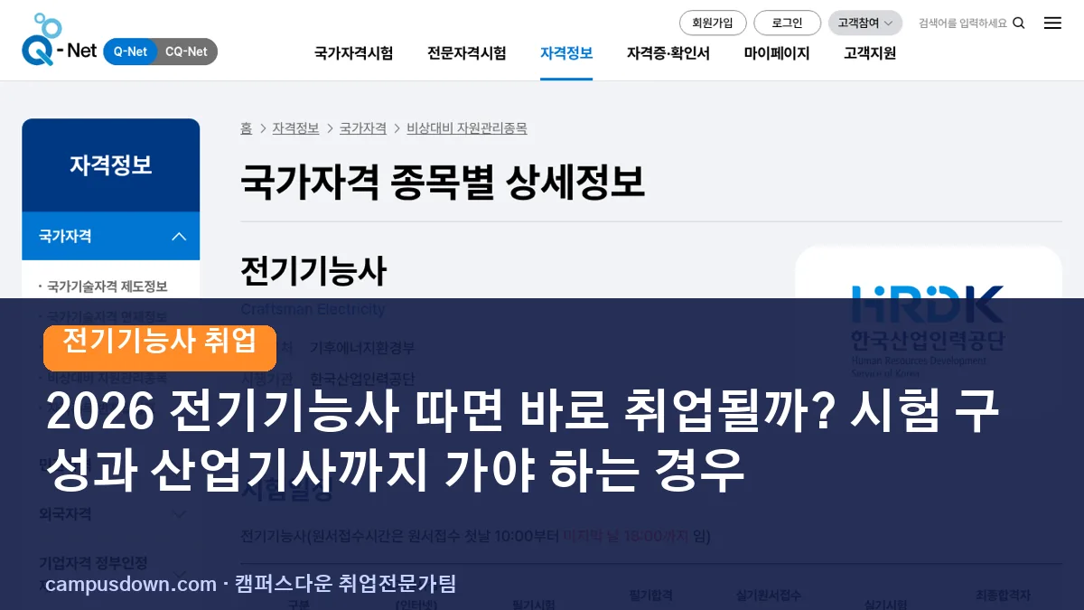 2026 전기기능사 따면 바로 취업될까? 시험 구성과 산업기사까지 가야 하는 경우