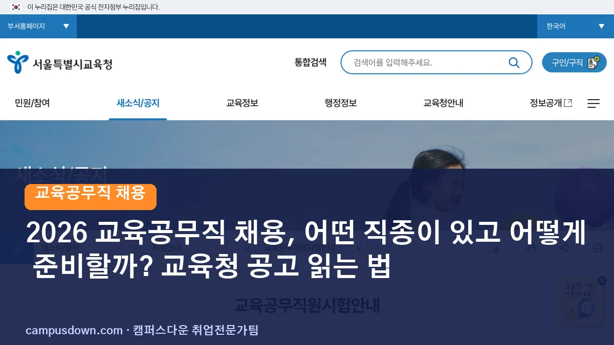 2026 교육공무직 채용, 어떤 직종이 있고 어떻게 준비할까? 교육청 공고 읽는 법