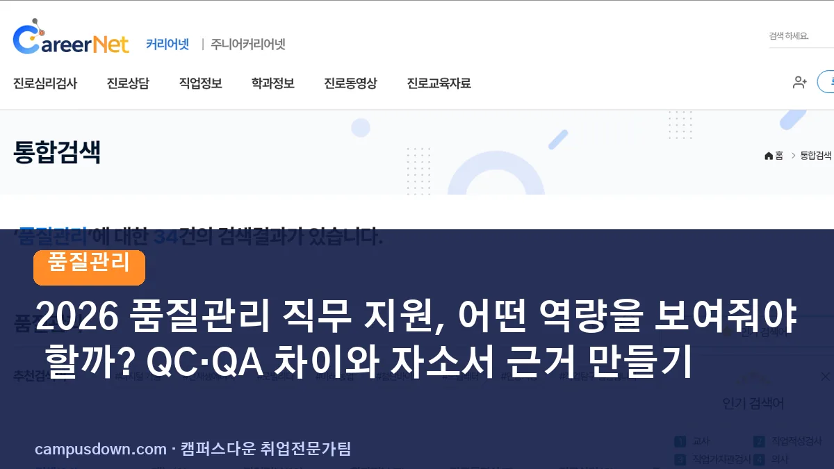 2026 품질관리 직무 지원, 어떤 역량을 보여줘야 할까? QC·QA 차이와 자소서 근거 만들기